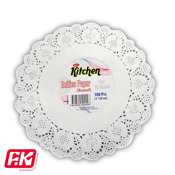 Easy Kitchen Round Off-White Lace Paper 12 inch