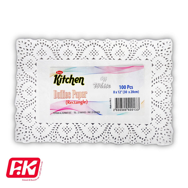 Easy Kitchen Rectangular Off-White Lace Paper 8 x 12