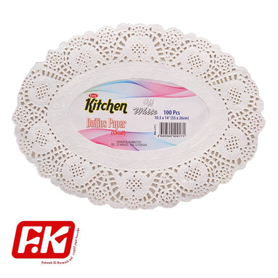 Easy Kitchen Off-White Oval Lace Paper 10 x 14.5 inches