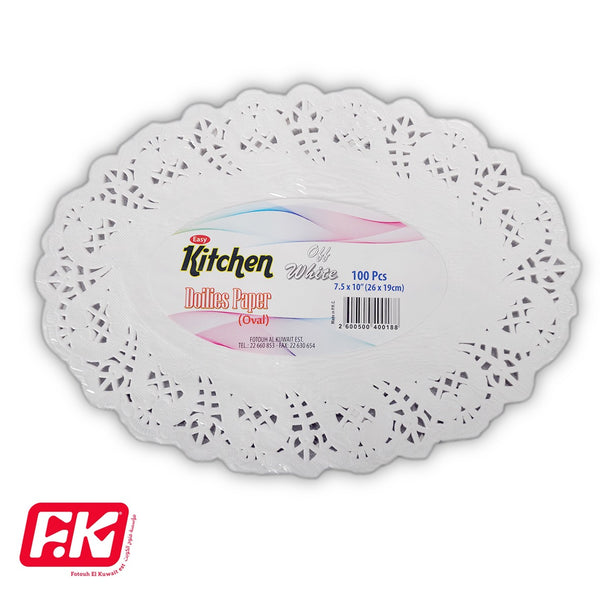 Easy Kitchen Off-White Oval Lace Paper 10 x 7.5 inches