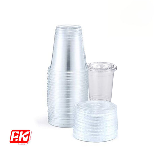 Easy Kitchen Plastic clear cups with lids 10 oz (25 Pcs)