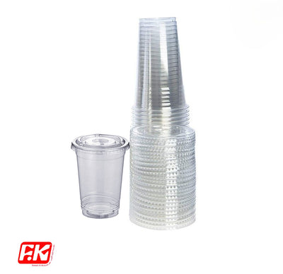 Easy Kitchen Plastic clear cups with lids 12 oz (25 Pcs)