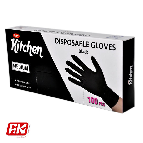 Easy Kitchen Black TPE powder-free gloves Medium 100 Pcs