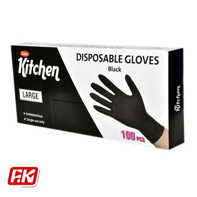 Easy Kitchen Black TPE powder-free gloves Large 100 Pcs