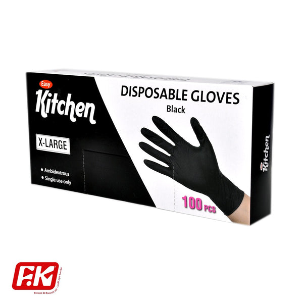 Easy Kitchen Black TPE powder-free gloves Xlarge 100 Pcs