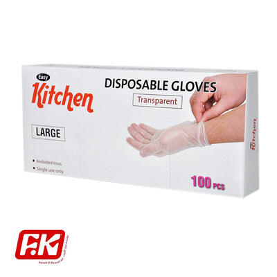 Easy Kitchen Clear TPE powder-free gloves Large 100 Pcs