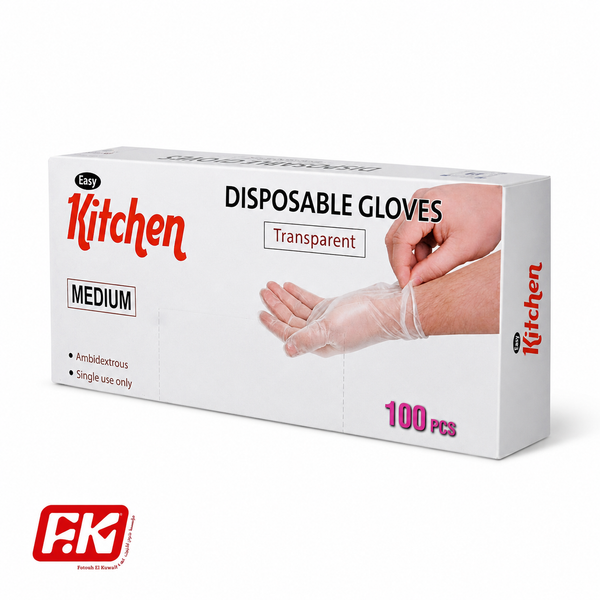 Easy Kitchen Clear TPE powder-free gloves Medium 100 Pcs
