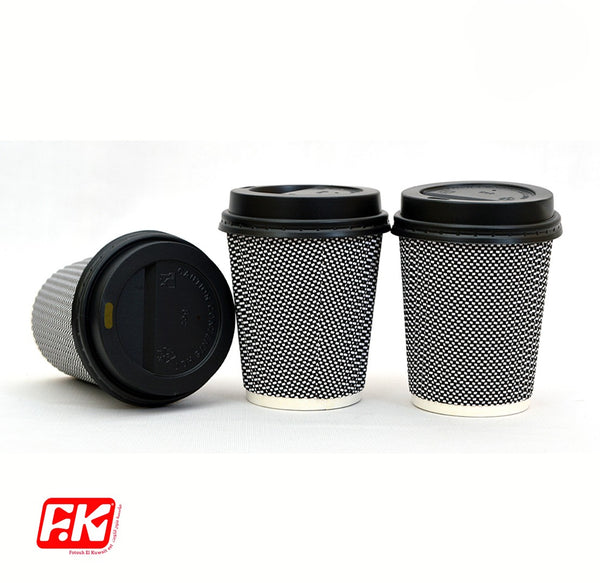 Easy Kitchen Ribbed Paper with Lids 8 oz (15 Pcs)