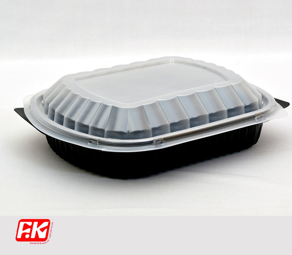 Easy Kitchen Microwave Container Black Clear Lid (6 pcs)