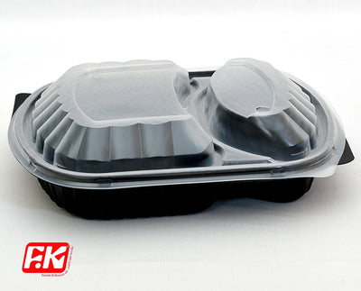Easy Kitchen Microwave Container Black Clear Lid Divided 2 (6 pcs)