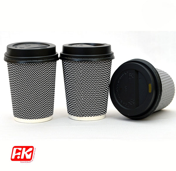 Easy Kitchen Ribbed Paper with Lids 12 oz (10 Pcs)