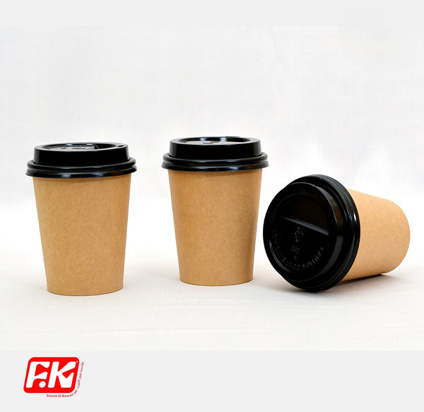 Easy Kitchen Kraft Cups with Lids 8oz (15 Pcs)