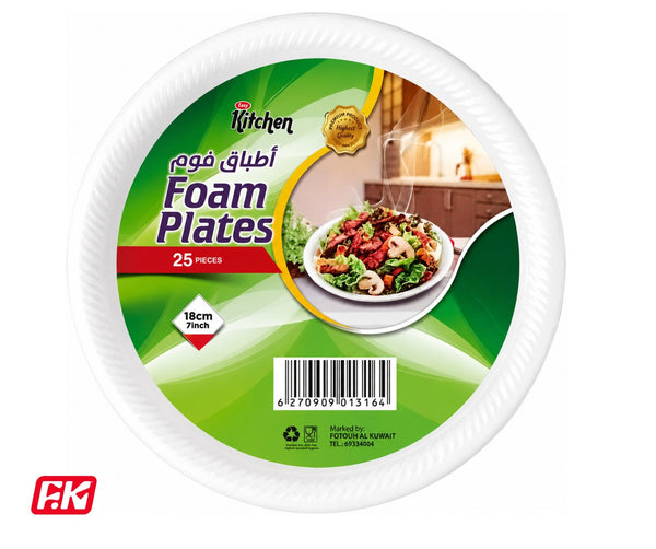 Easy Kitchen foam plates 18 cm 7-inch (25 Pcs)