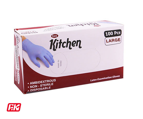 Easy Kitchen Latex Examination Gloves Large 100 Pcs