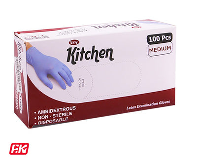 Easy Kitchen Latex Examination Gloves Medium 100 Pcs