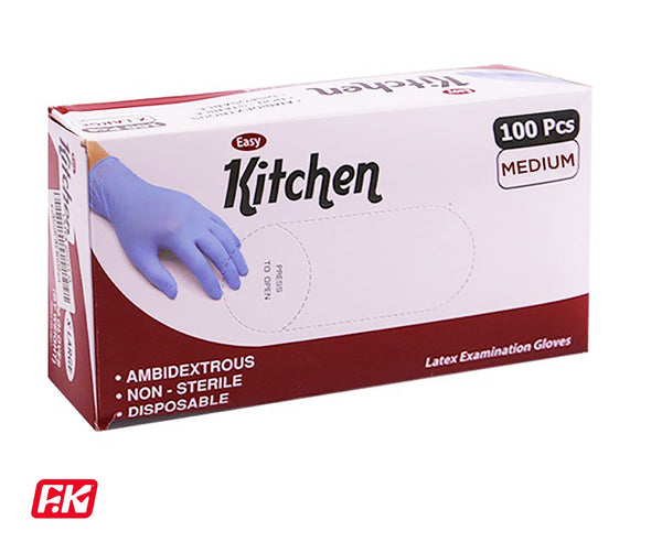 Easy Kitchen Latex Examination Gloves Medium 100 Pcs