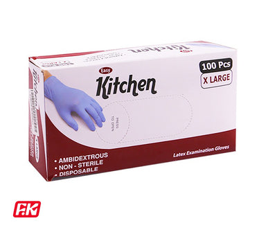 Easy Kitchen Latex Examination Gloves XLarge 100 Pcs
